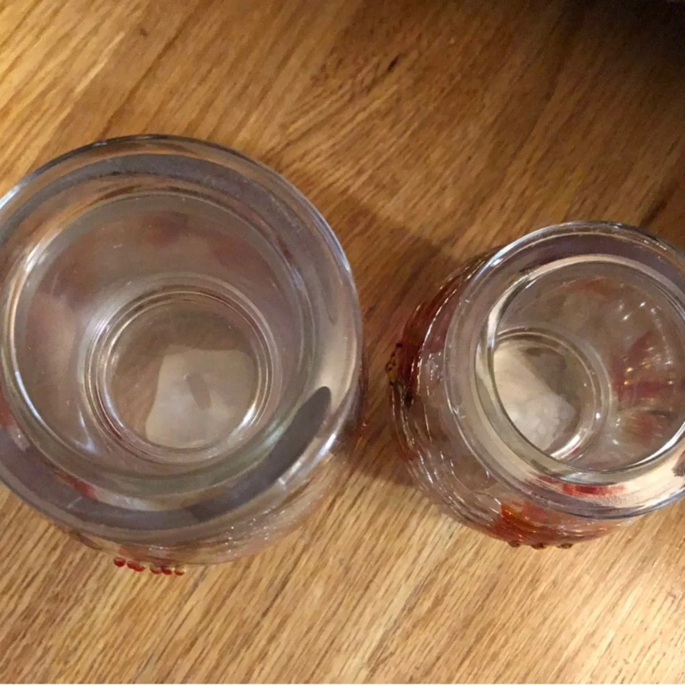 Yankee Candle AUTUMN LEAVES Crackle Glass Tea-light Candle Holder Set